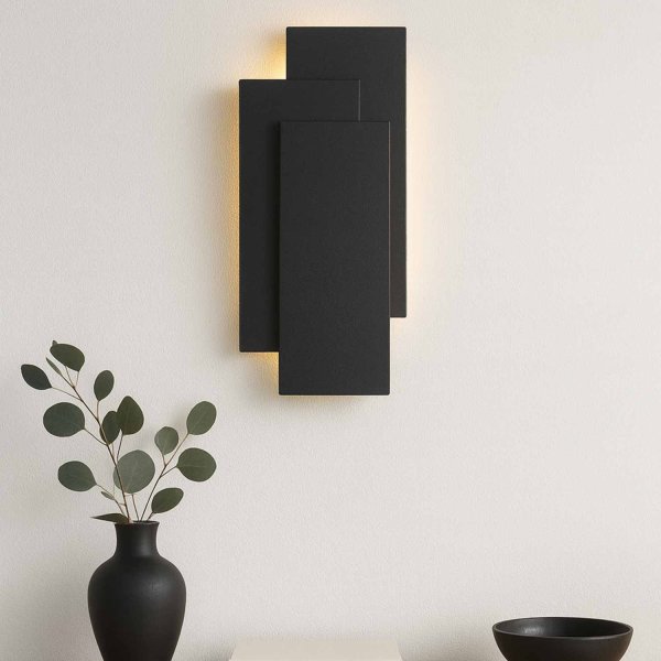Applique LED décorative Onyx noire, design ornemental pour mur intérieur